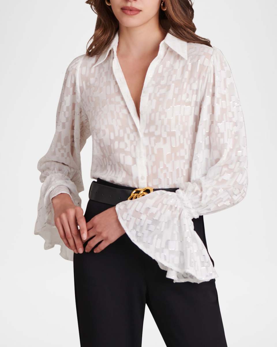 Sylvie Button-Down Fil Coupe Blouse
